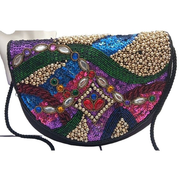 Vintage Handmade Stunning Small Crossbody Bag. Beautiful Handcrafted Bag. - Picture 7 of 7